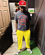 Yellow Cotton Side Print Joggers - Men's