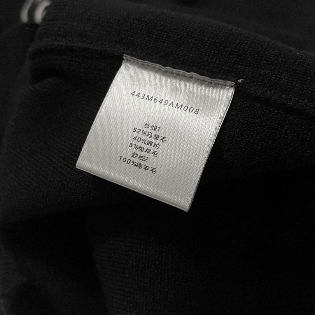 Black Wool Text Logo Crewneck - Men's