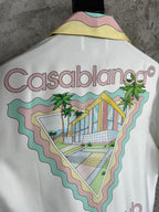 Embroidered Crest Silk Shirt - Men's