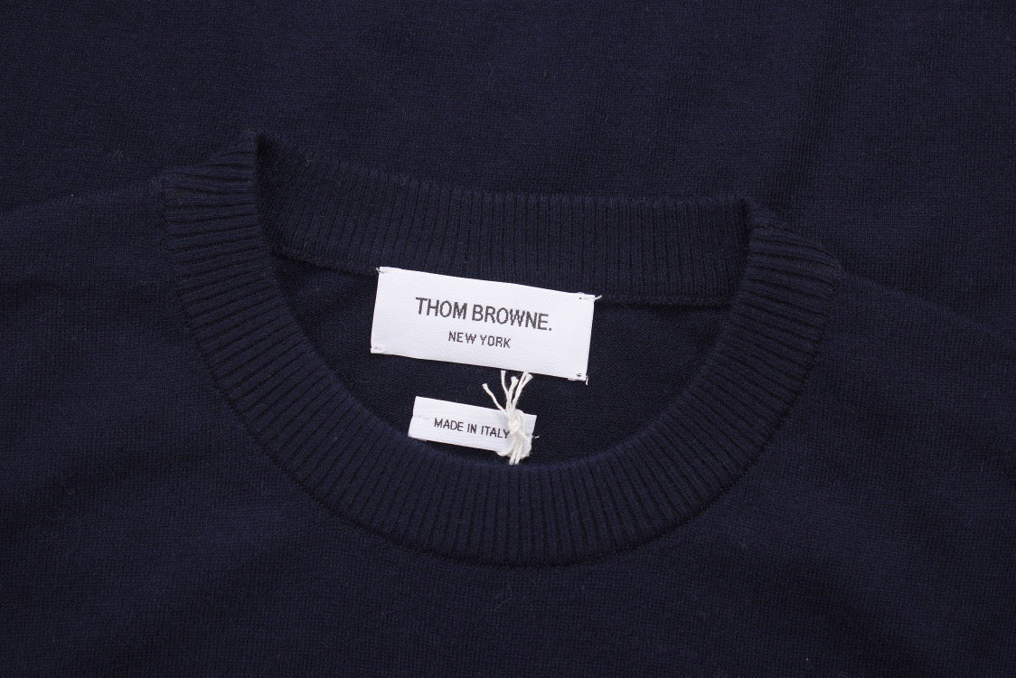 Grey Wool Four-Bar Crewneck - Men's