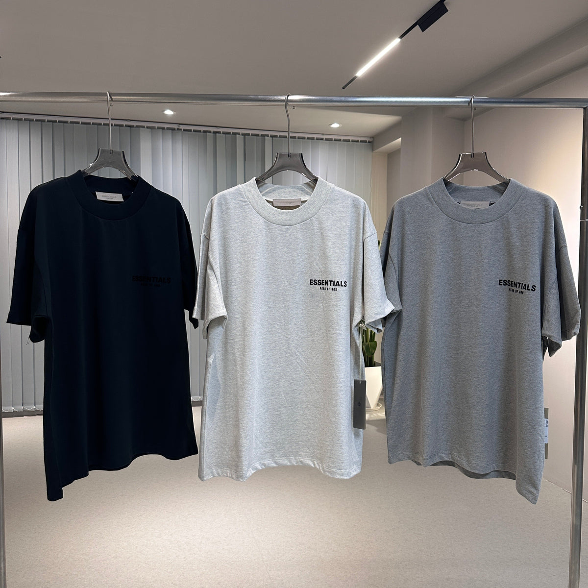 Grey Cotton Text Logo Short-Sleeve - Men's