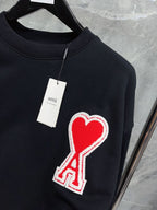 Navy Cotton Heart Logo Crewneck - Men's