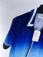 Blue Gradient Peacock Silk Shirt - Men's