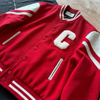 Black Wool Contrast Sleeve Varsity - Men's