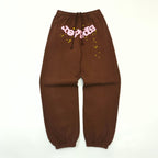 Brown Cotton Graphic Joggers - Men's