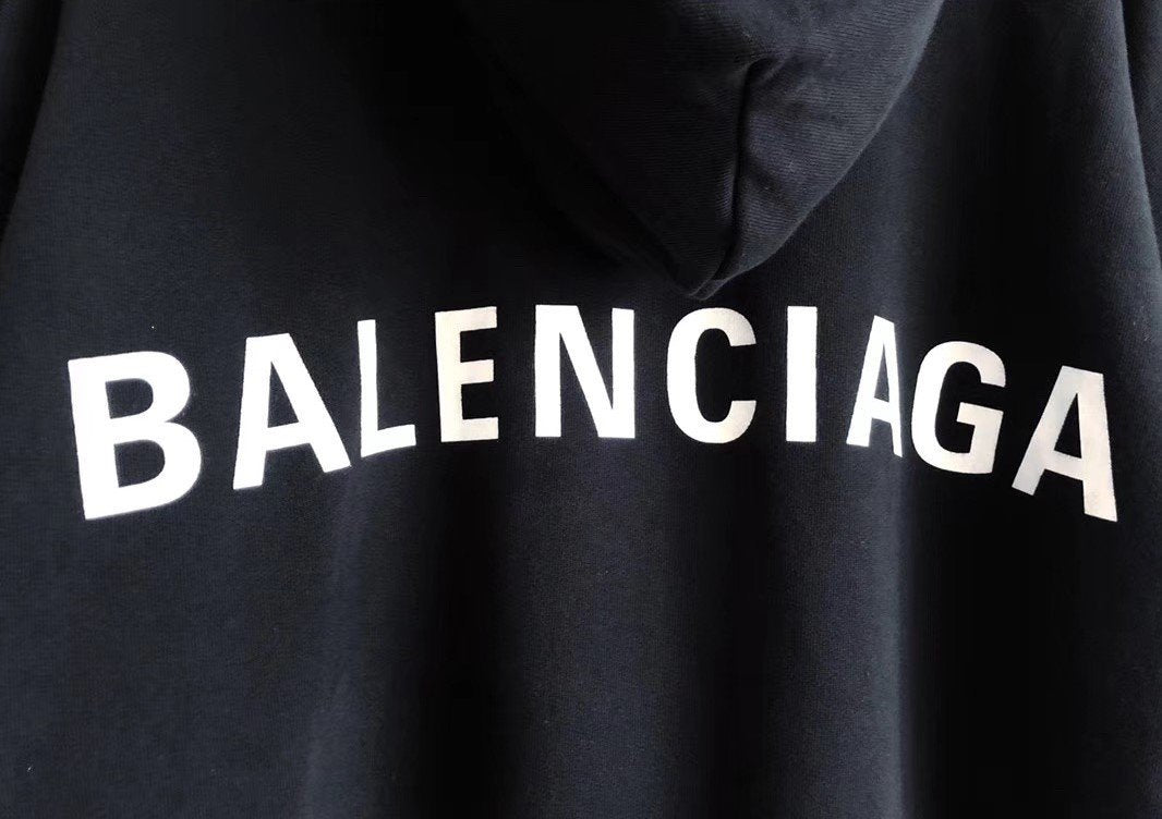 Black Cotton Bold Text Pullover - Men's
