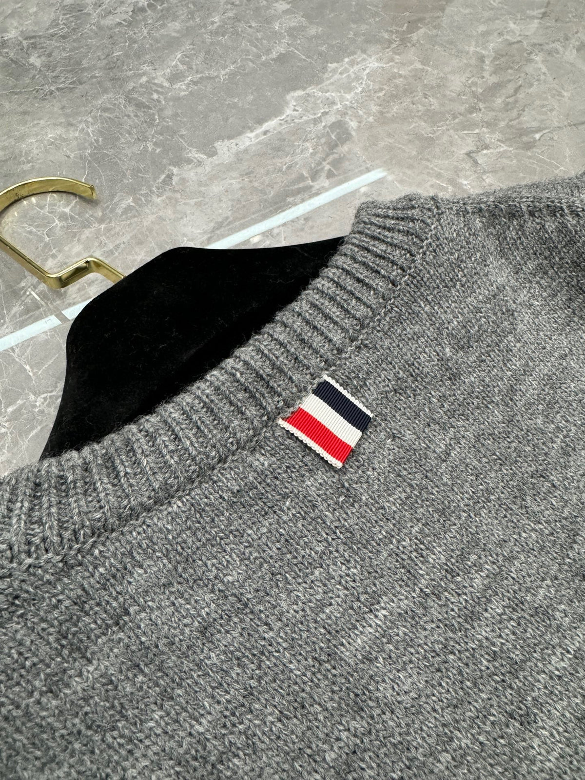 4-Bar Crewneck Navy Sweater - Men's