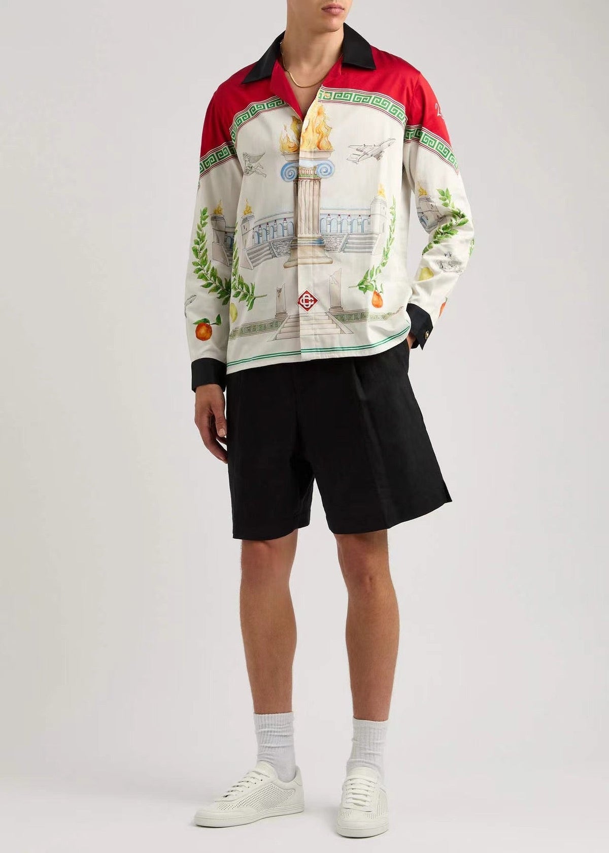 Scenic Print Silk Shirt - Men's