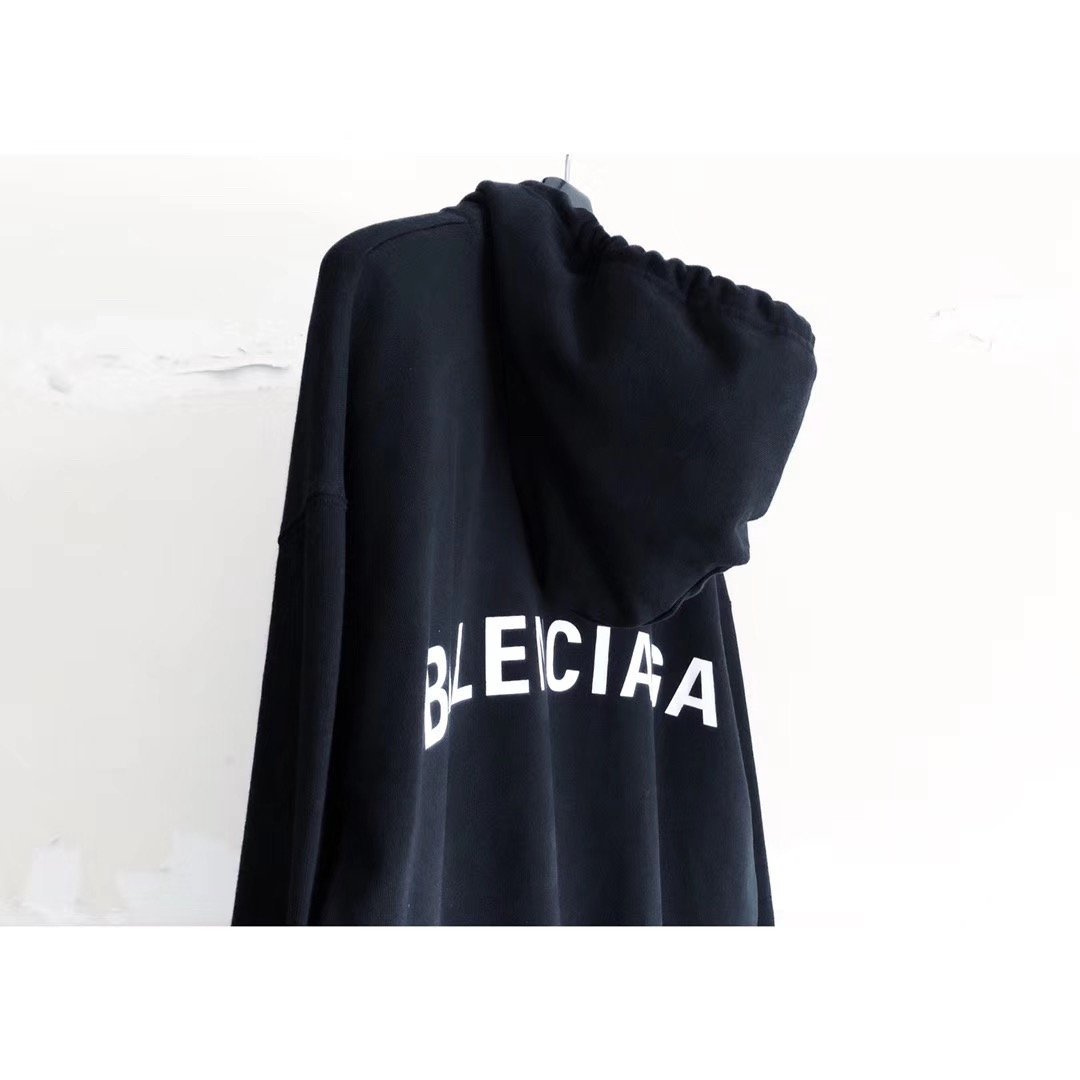 Black Cotton Bold Text Pullover - Men's