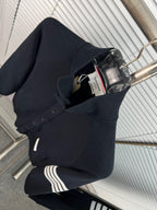 Navy Wool Four-Bar Zip-Through - Men's