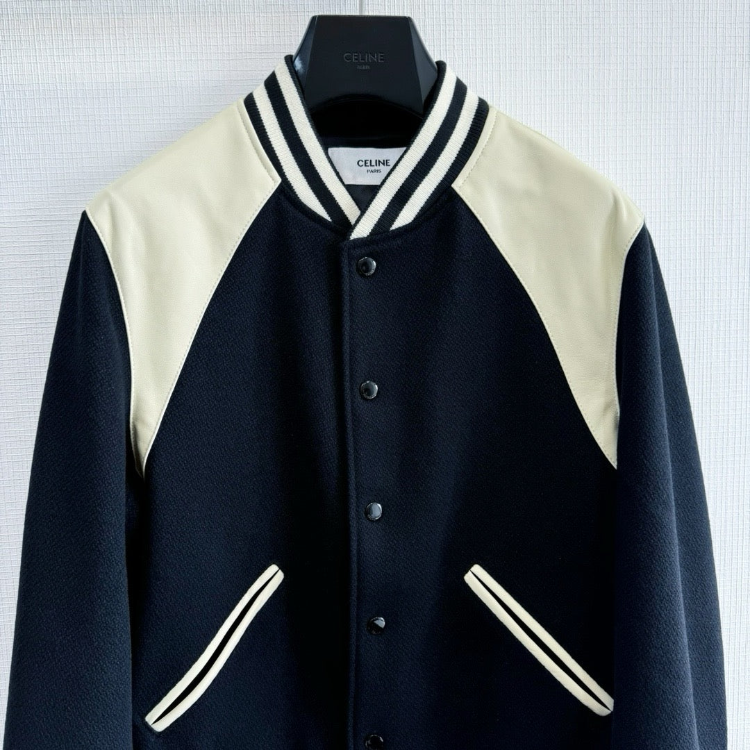 Black Wool Cream Sleeve Varsity - Men's