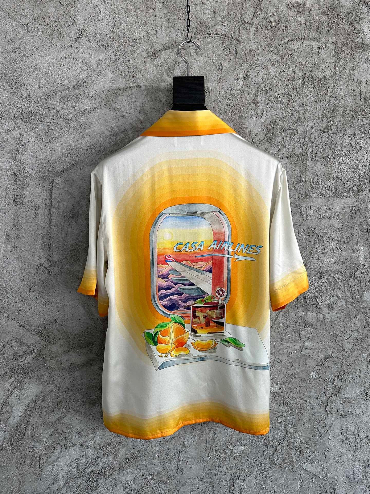 Cream Silk Contrast Collar Short-Sleeve - Men's