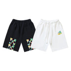 Black Cotton Embroidered Drawstring - Men's