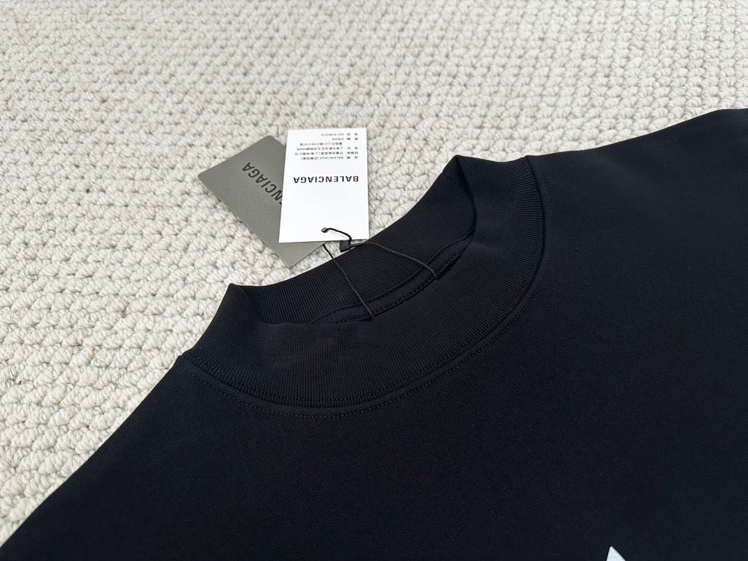 Black Cotton Logo Crewneck - Men's