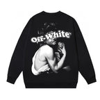 Black Cotton Small Text Crewneck - Men's