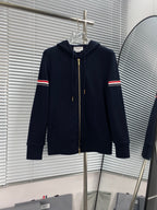 Navy Wool Armband Stripe Zip-Through - Men's