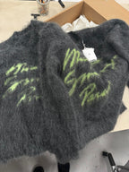 Grey Mohair Graphic Crewneck - Men's