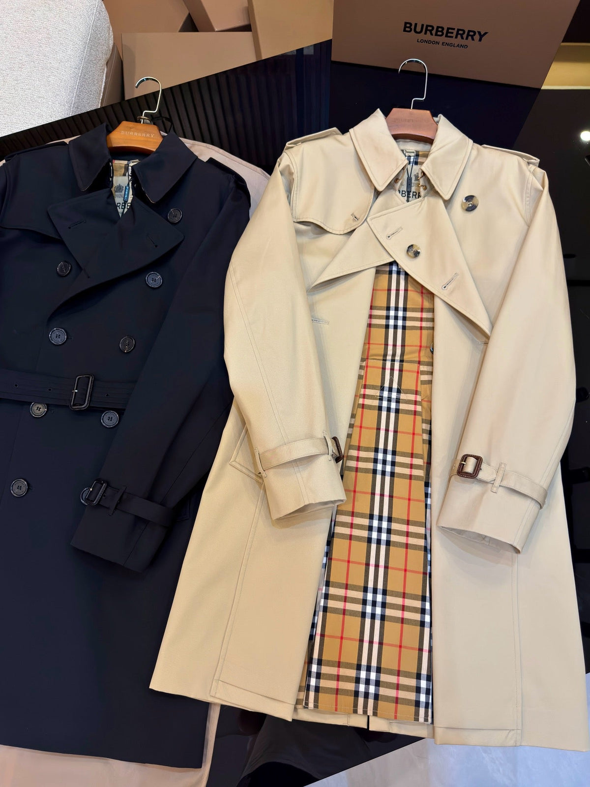 Navy Trench Coat - Men's