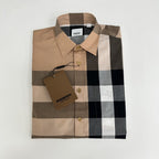 Beige Cotton Exploded Check Long-Sleeve - Men's