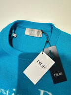 Navy Wool Text Logo Crewneck - Men's