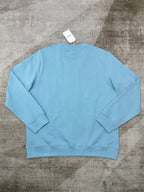 Blue Cotton Chest Graphic Crewneck - Men's