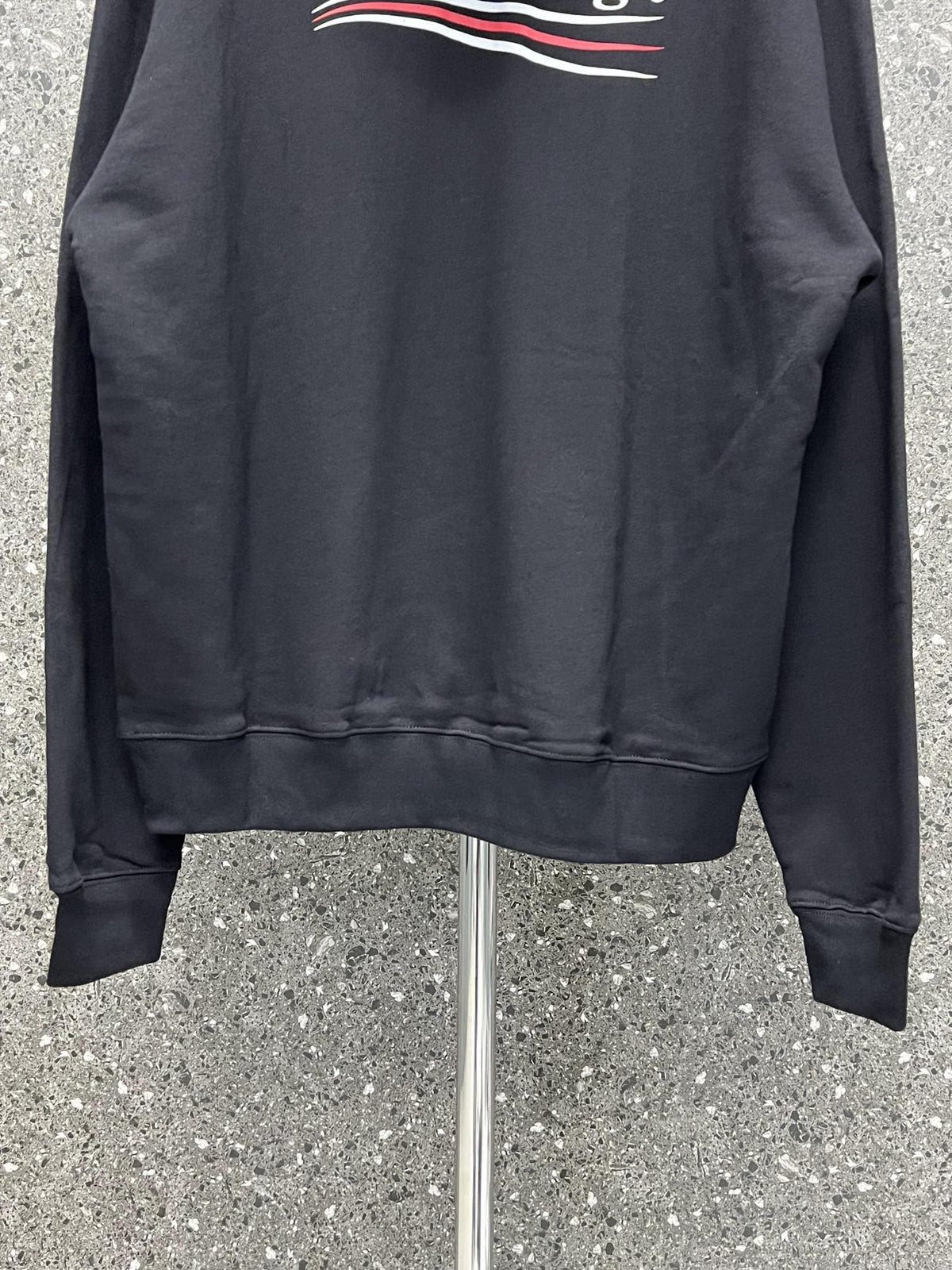 Black Cotton Chest Logo Pullover - Men's