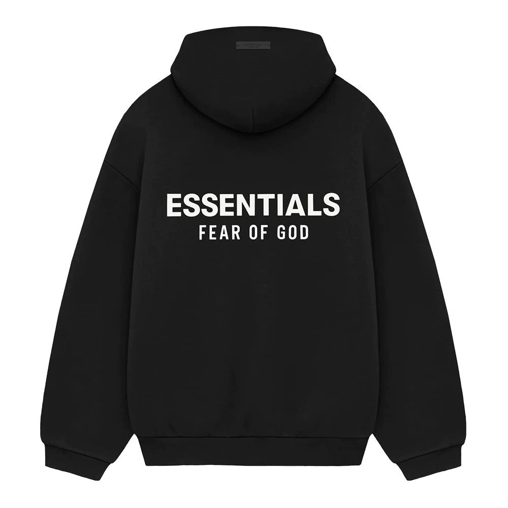 Black Cotton Text Logo Pullover - Men's