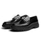 Black Leather Text Strap Loafer - Men's