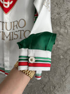 Futuro Optimisto Print Silk Polo Shirt - Men's