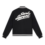 Black Wool Striped Trim Varsity - Men's