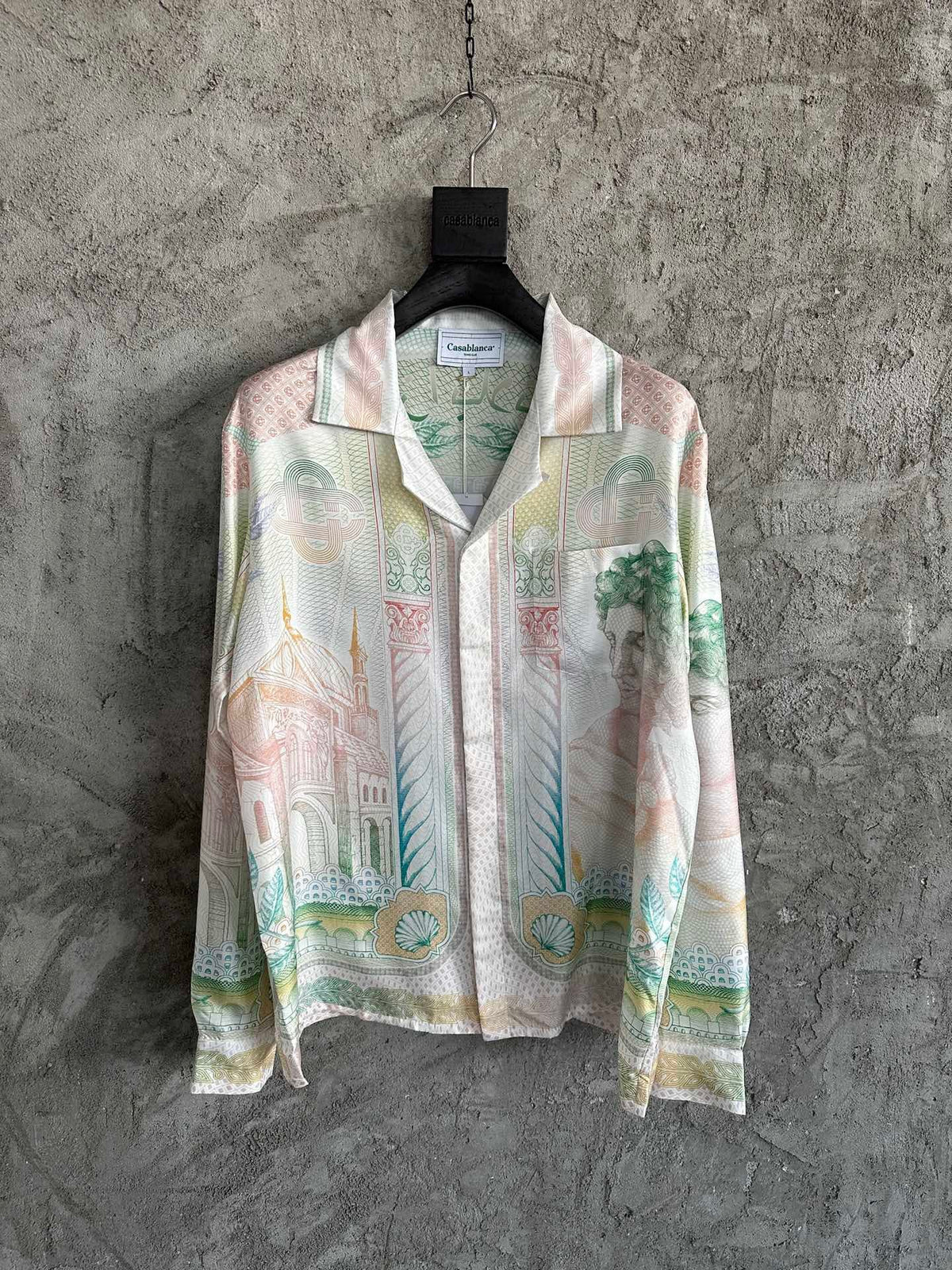 Muted Scenic Print Silk Shirt - Men's