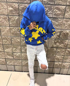 Blue Cotton Graphic Pullover - Men's