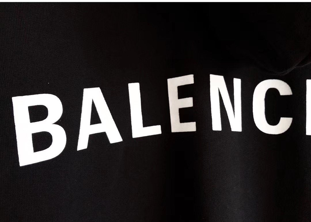 Black Cotton Bold Text Pullover - Men's
