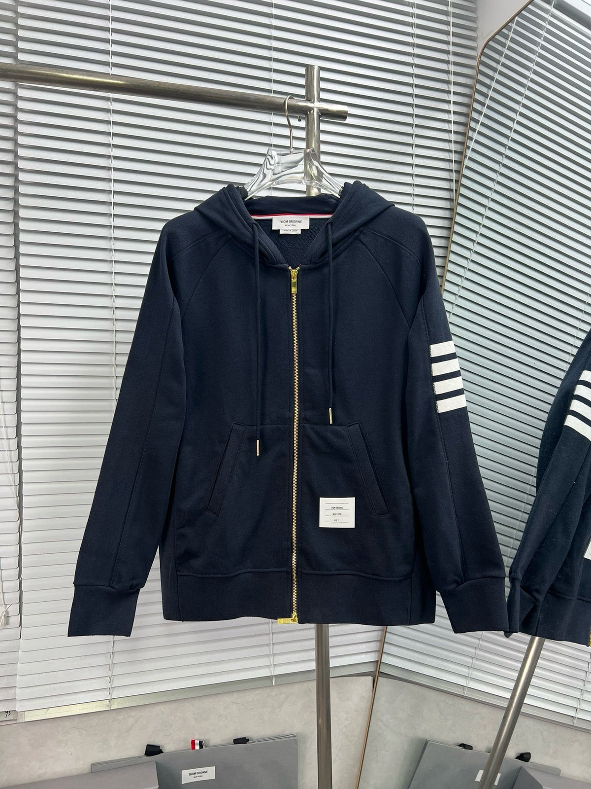 4-Bar Zip Black Hoodie - Men's