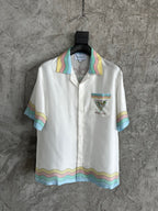 Embroidered Crest Silk Shirt - Men's