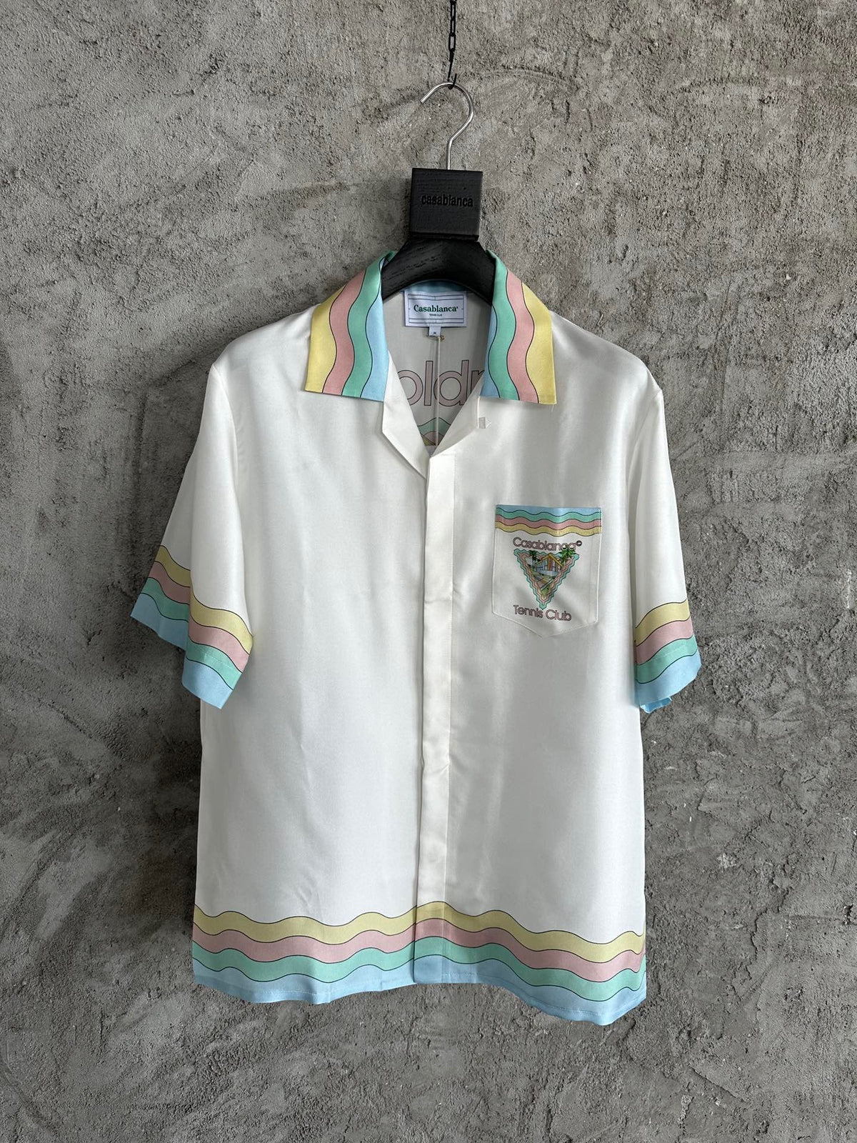 Embroidered Crest Silk Shirt - Men's
