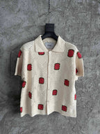 Red Square Crochet Knit Shirt - Men's