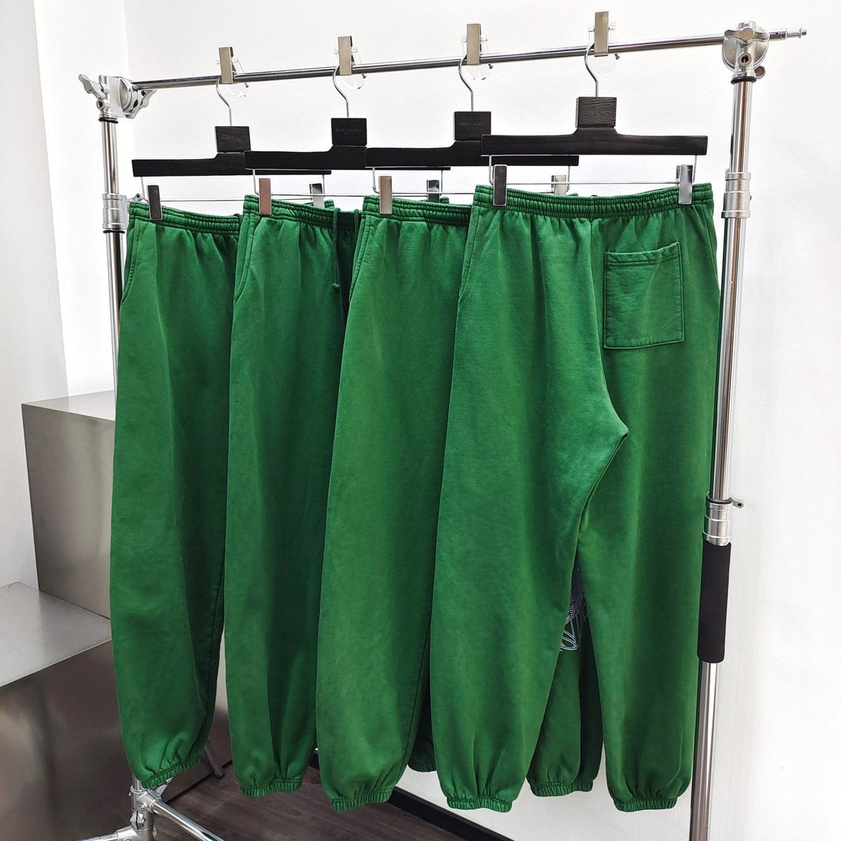 Green Cotton Web Graphic Joggers - Men's