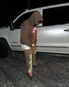 Brown Cotton Web Print Pullover - Men's