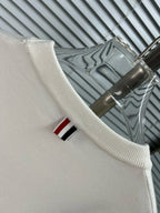 4-Bar Crewneck Cream Sweater - Men's