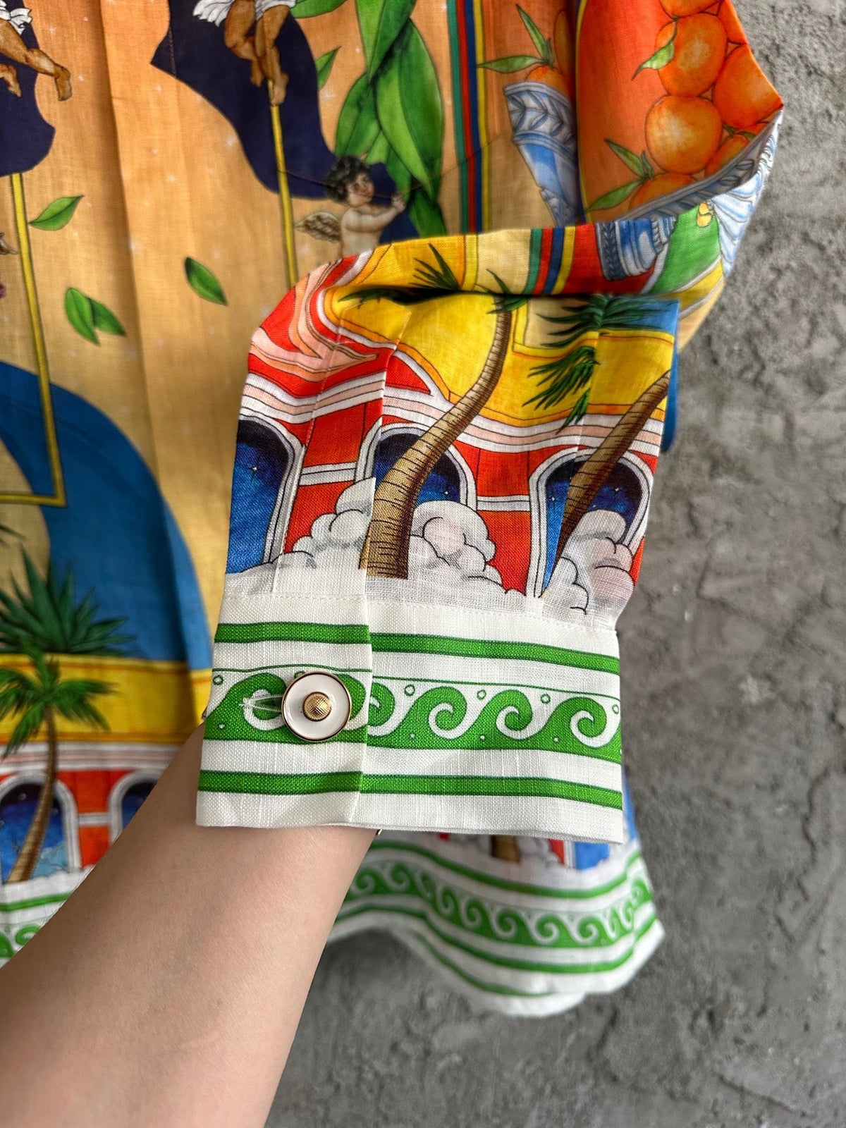 Orange Tropical Print Silk Shirt - Men's