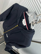 4-Bar Zip Black Hoodie - Men's