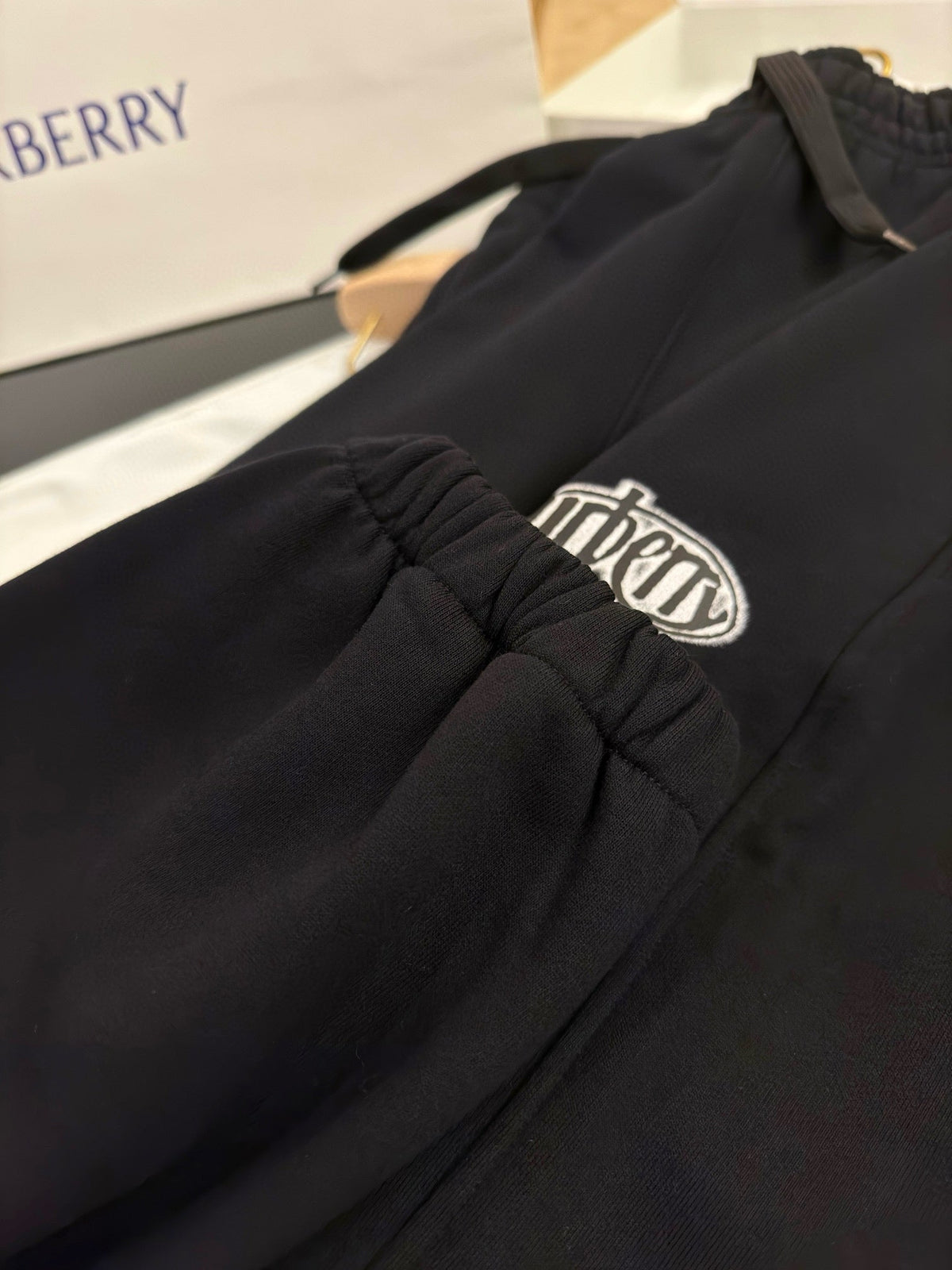 Black Cotton Logo Joggers - Men's