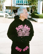 Black Cotton Print Pullover - Men's