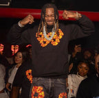 Black Cotton Print Pullover - Men's