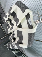 Cream Wool Striped Cardigan - Men's
