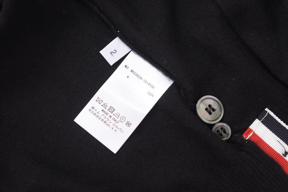 Grey Wool Four-Bar Cardigan - Men's