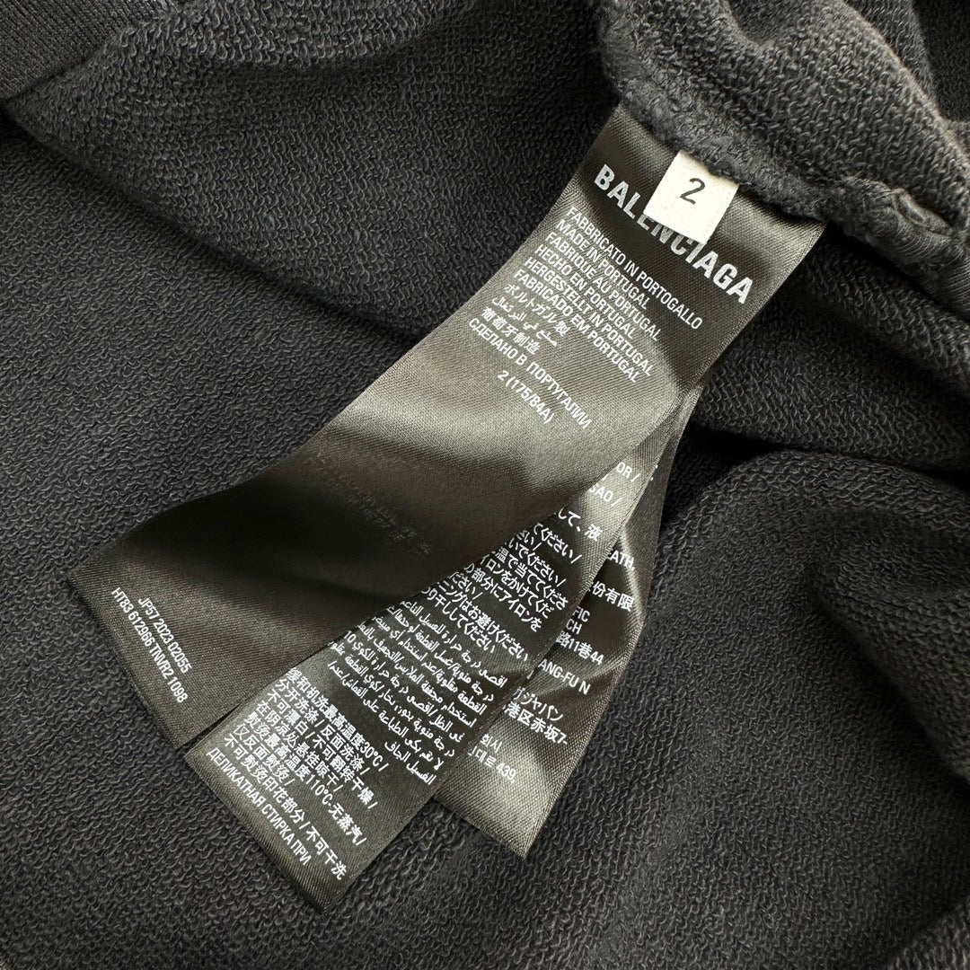 Black Cotton Washed Logo Pullover - Men's