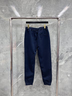 Navy Cotton Striped Tie Joggers - Men's