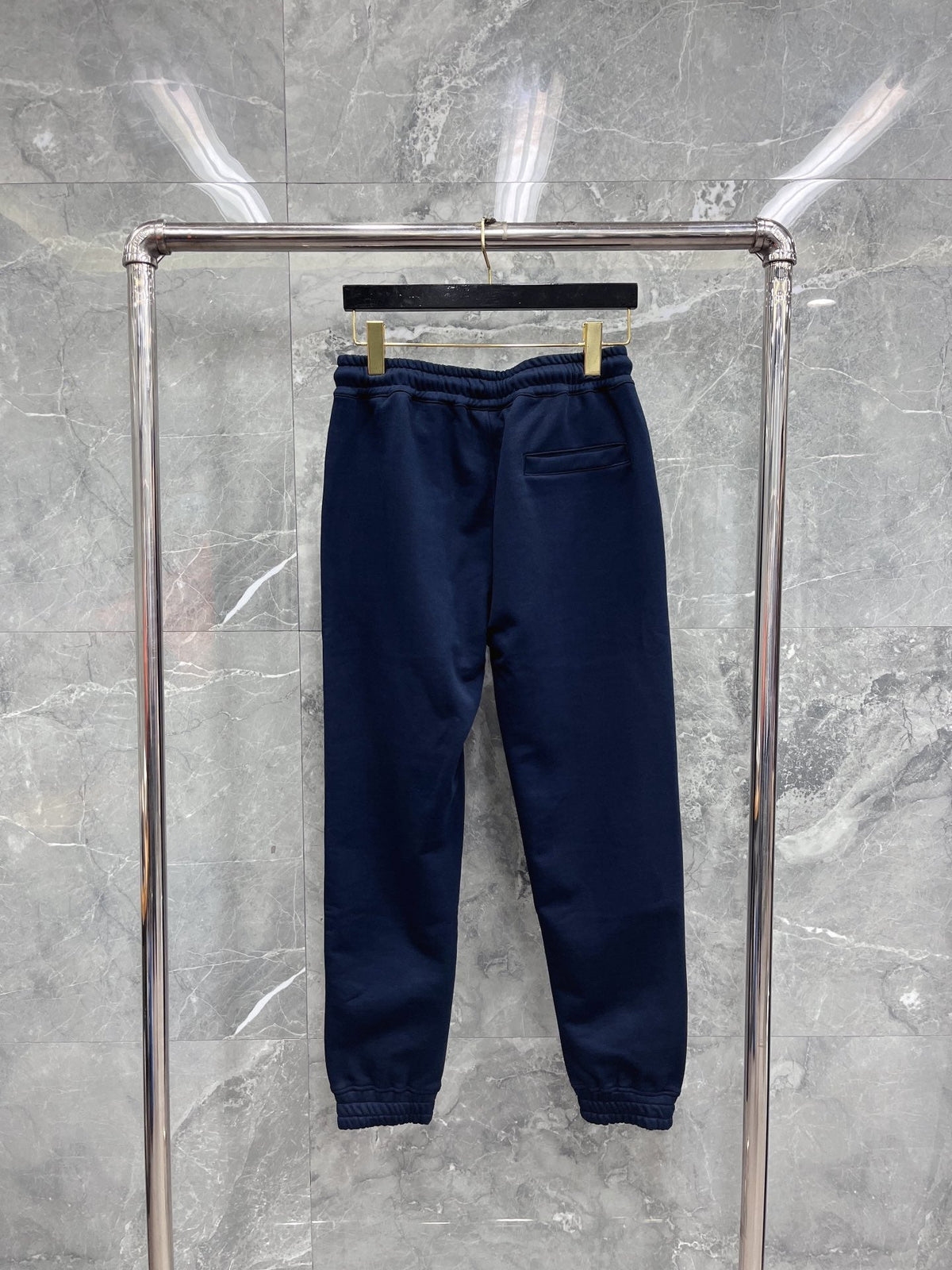 Navy Cotton Striped Tie Joggers - Men's